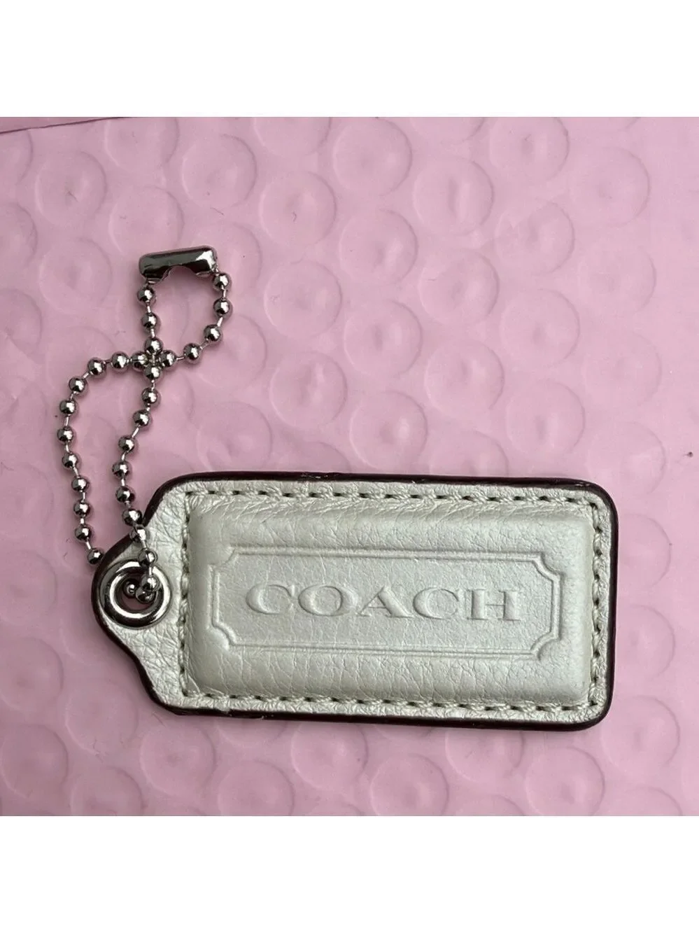 Coach White Pearls Hangtag Coach Keychain Coach bag accessories